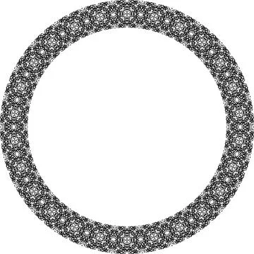 Round frame with abstract shapes pattern. Vector illustration isolated on w.. Stock Illustration