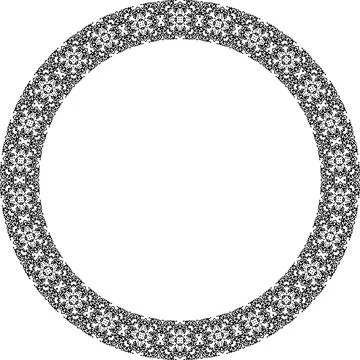 Round frame with abstract shapes pattern. Vector illustration isolated on w.. Illustrazione stock