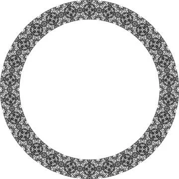 Round frame with abstract shapes pattern. Vector illustration isolated on w.. Illustrazione stock