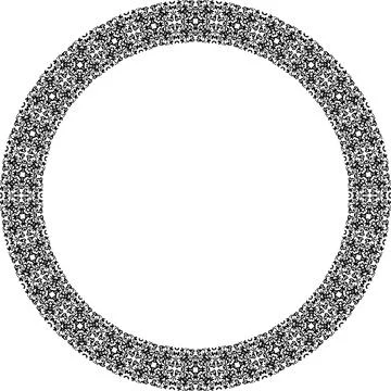 Round frame with abstract shapes pattern. Vector illustration isolated on w.. Illustrazione stock