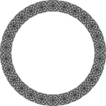 Round frame with abstract shapes pattern. Vector illustration isolated on w.. Stock Illustration