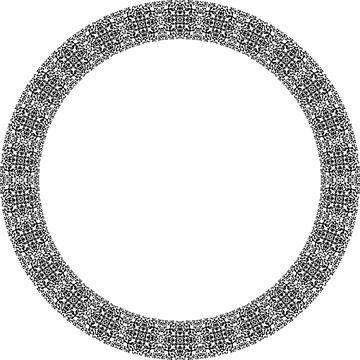 Round frame with abstract shapes pattern. Vector illustration isolated on w.. Stock Illustration