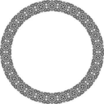 Round frame with abstract shapes pattern. Vector illustration isolated on w.. Illustrazione stock