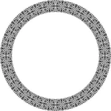 Round frame with abstract shapes pattern. Vector illustration isolated on w.. Stock Illustration