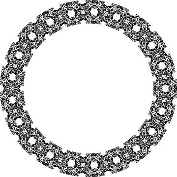 Round frame with abstract shapes pattern. Vector illustration isolated on w.. Stock Illustration