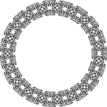 Round frame with abstract shapes pattern. Vector illustration isolated on w.. イラスト素材