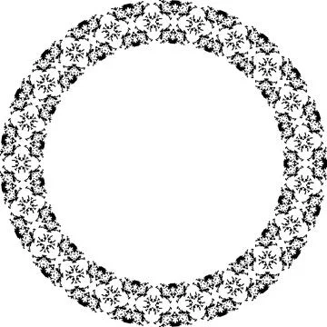 Round frame with abstract shapes pattern. Vector illustration isolated on w.. Stock Illustration