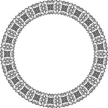 Round frame with abstract shapes pattern. Vector illustration isolated on w.. Illustrazione stock