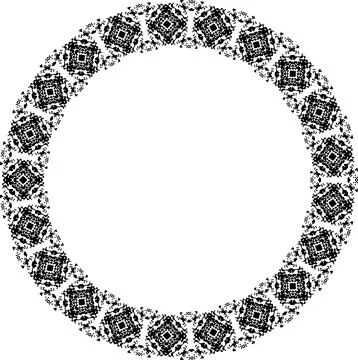 Round frame with abstract shapes pattern. Vector illustration isolated on w.. Stock Illustration