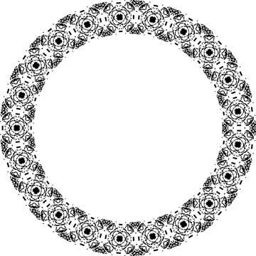 Round frame with abstract shapes pattern. Vector illustration isolated on w.. Stock Illustration