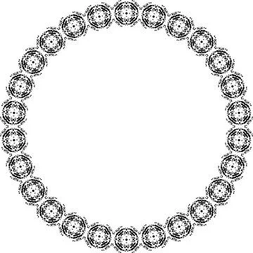 Round frame with abstract shapes pattern. Vector illustration isolated on w.. Illustrazione stock