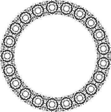 Round frame with abstract shapes pattern. Vector illustration isolated on w.. Stock Illustration