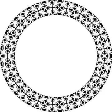 Round frame with abstract shapes pattern. Vector illustration isolated on w.. 스톡 일러스트