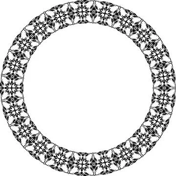 Round frame with abstract shapes pattern. Vector illustration isolated on w.. Stock Illustration