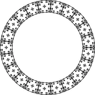 Round frame with abstract shapes pattern. Vector illustration isolated on w.. Stock Illustration