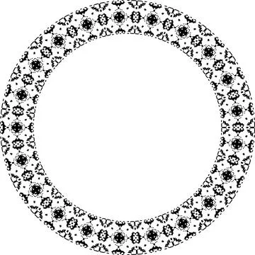 Round frame with abstract shapes pattern. Vector illustration isolated on w.. イラスト素材