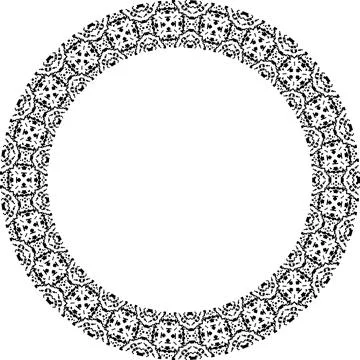 Round frame with abstract shapes pattern. Vector illustration isolated on w.. Illustrazione stock