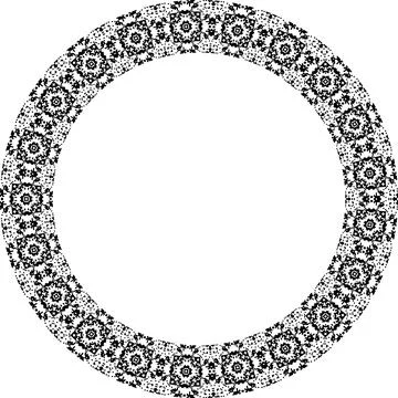 Round frame with abstract shapes pattern. Vector illustration isolated on w.. 스톡 일러스트