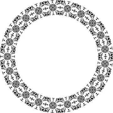 Round frame with abstract shapes pattern. Vector illustration isolated on w.. Illustrazione stock