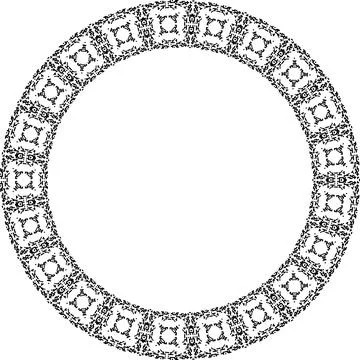 Round frame with abstract shapes pattern. Vector illustration isolated on w.. Stock Illustration