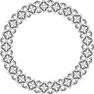 Round frame with abstract shapes pattern. Vector illustration isolated on w.. Stock Illustration