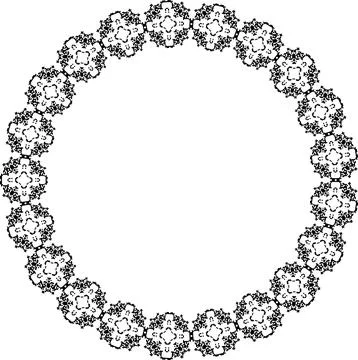 Round frame with abstract shapes pattern. Vector illustration isolated on w.. Illustrazione stock