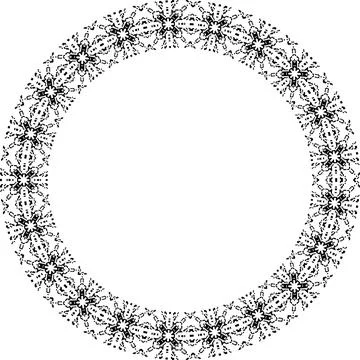 Round frame with abstract shapes pattern. Vector illustration isolated on w.. Illustrazione stock