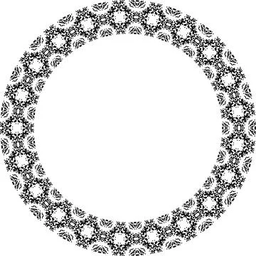 Round frame with abstract shapes pattern. Vector illustration isolated on w.. Stock Illustration