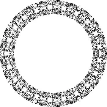 Round frame with abstract shapes pattern. Vector illustration isolated on w.. Illustrazione stock