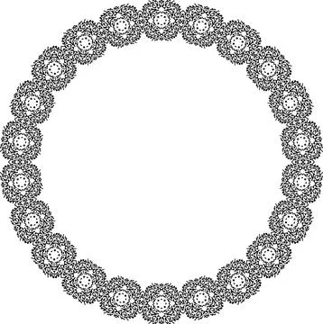 Round frame with abstract shapes pattern. Vector illustration isolated on w.. Stock Illustration