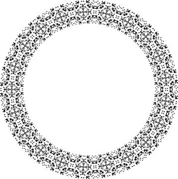 Round frame with abstract shapes pattern. Vector illustration isolated on w.. Stock Illustration