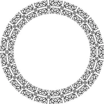 Round frame with abstract shapes pattern. Vector illustration isolated on w.. Stock Illustration
