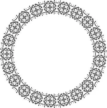 Round frame with abstract shapes pattern. Vector illustration isolated on w.. Stock Illustration