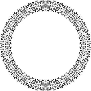 Round frame with abstract shapes pattern. Vector illustration isolated on w.. Illustrazione stock