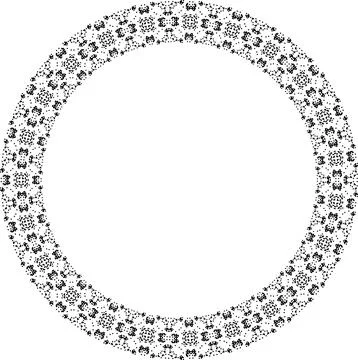 Round frame with abstract shapes pattern. Vector illustration isolated on w.. Stock Illustration