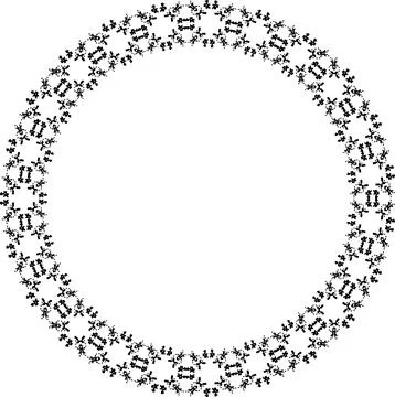 Round frame with abstract shapes pattern. Vector illustration isolated on w.. Illustrazione stock