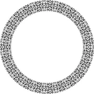 Round frame with abstract shapes pattern. Vector illustration isolated on w.. Stock Illustration