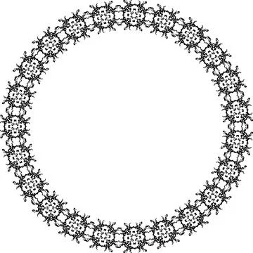 Round frame with abstract shapes pattern. Vector illustration isolated on w.. Stock Illustration