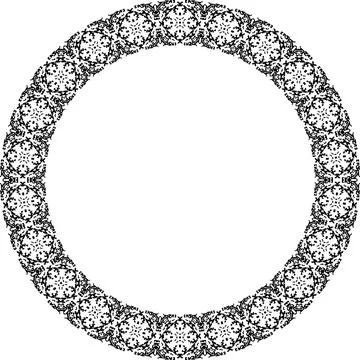 Round frame with abstract shapes pattern. Vector illustration isolated on w.. 스톡 일러스트