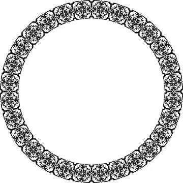 Round frame with abstract shapes pattern. Vector illustration isolated on w.. Stock Illustration