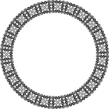 Round frame with abstract shapes pattern. Vector illustration isolated on w.. Illustrazione stock