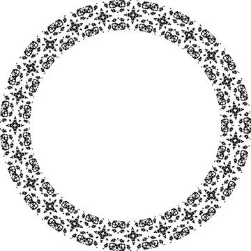 Round frame with abstract shapes pattern. Vector illustration isolated on w.. Illustrazione stock