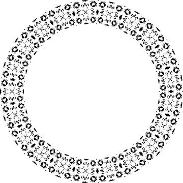 Round frame with abstract shapes pattern. Vector illustration isolated on w.. イラスト素材