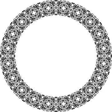 Round frame with abstract shapes pattern. Vector illustration isolated on w.. Stock Illustration