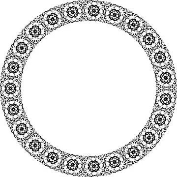 Round frame with abstract shapes pattern. Vector illustration isolated on w.. Stock Illustration