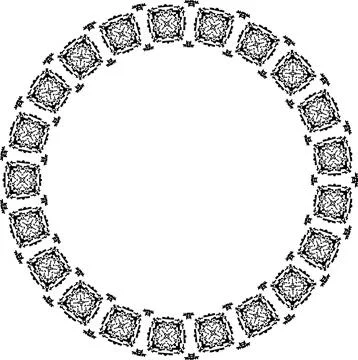 Round frame with abstract shapes pattern. Vector illustration isolated on w.. 스톡 일러스트