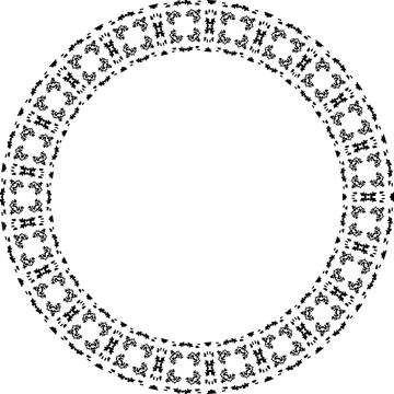 Round frame with abstract shapes pattern. Vector illustration isolated on w.. Stock Illustration