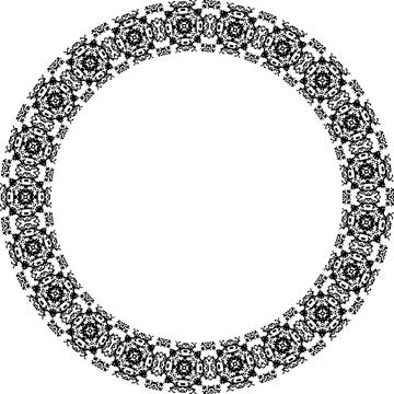 Round frame with abstract shapes pattern. Vector illustration isolated on w.. Stock Illustration