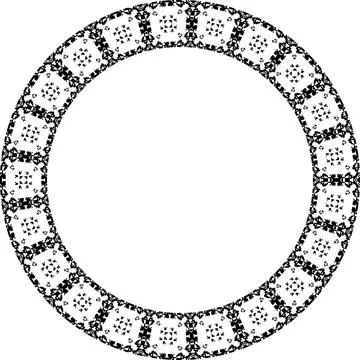 Round frame with abstract shapes pattern. Vector illustration isolated on w.. Stock Illustration