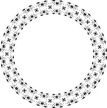 Round frame with abstract shapes pattern. Vector illustration isolated on w.. Stock Illustration